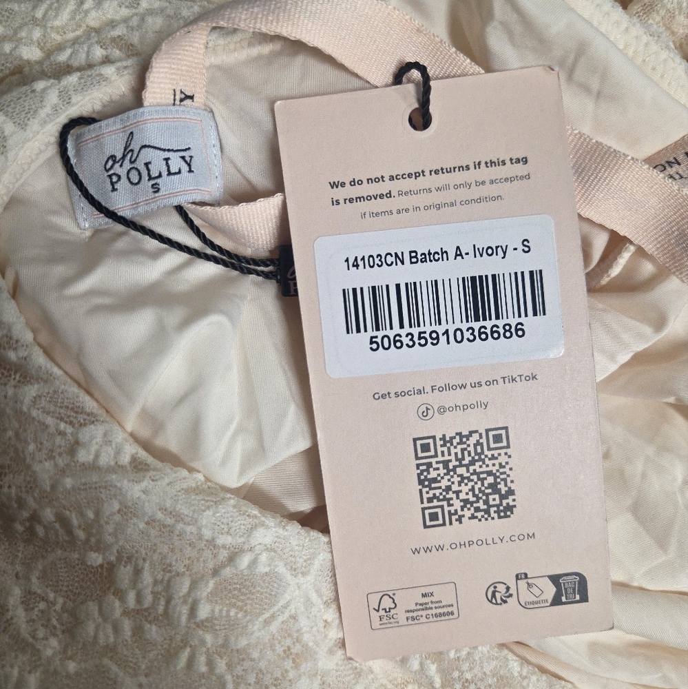 NWT Oh Polly Tarini Ruched Backless Lace Maxi Dress in Ivory, Size S - Picture 11 of 11